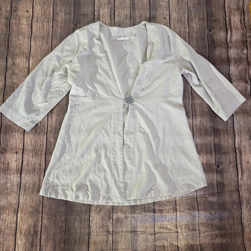 Soft Surroundings Cardigan Womens M Light Peach Open Front Long Sleeve